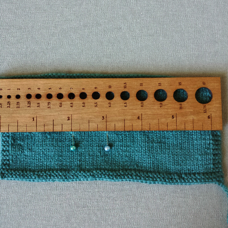 A swatch being measured